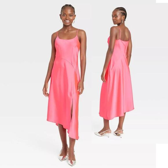 a new day Dresses & Skirts - A New Day Women's Asymmetrical Midi‎ Slip Dress Pink Size XS